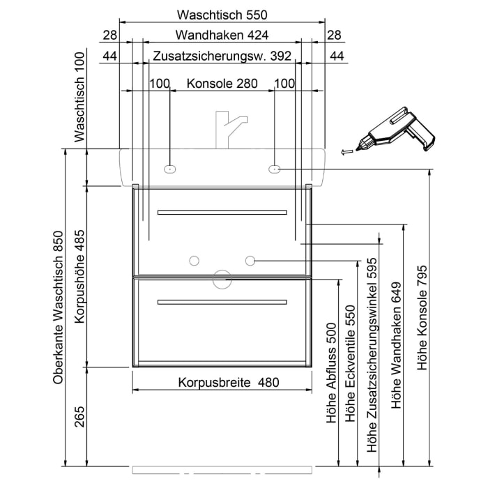 Steinkamp Living 2.0 Waschtischunterschrank für Geberit Renova Plan Waschtisch 55 cm