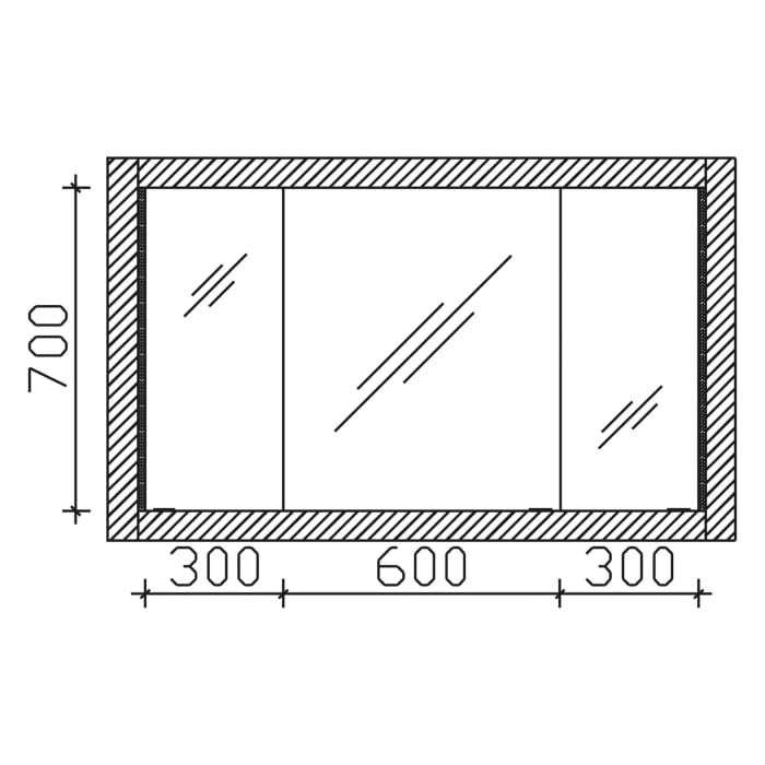 Steinkamp Value Einbauspiegelschrank 136,5 cm mit 3 Türen und LED-Beleuchtung
