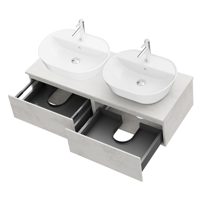 Steinkamp Value Waschtischkonsole 121 cm mit 2 Auszügen, für 2 Waschtische