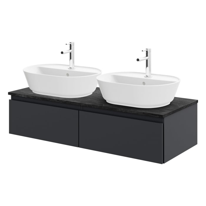 Steinkamp Value Waschtischkonsole 121 cm mit 2 Auszügen, für 2 Waschtische