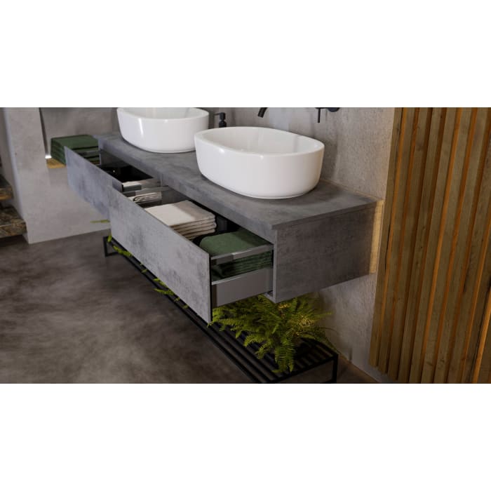 Steinkamp Value Waschtischkonsole 181 cm für 2 Waschtische, mit 2 Auszügen