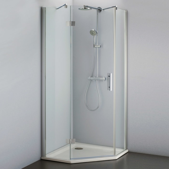 Steinkamp Lifestyle Fünfeckdusche 3-teilig 90 x 90 cm Anschlag links inkl. easypearl, mittig mattiert