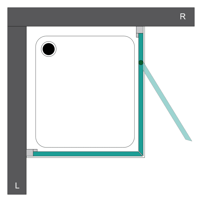 Steinkamp Living Drehtür an Nebenteil mit Seitenwand 100 x 80 cm Anschlag rechts inkl. easypearl