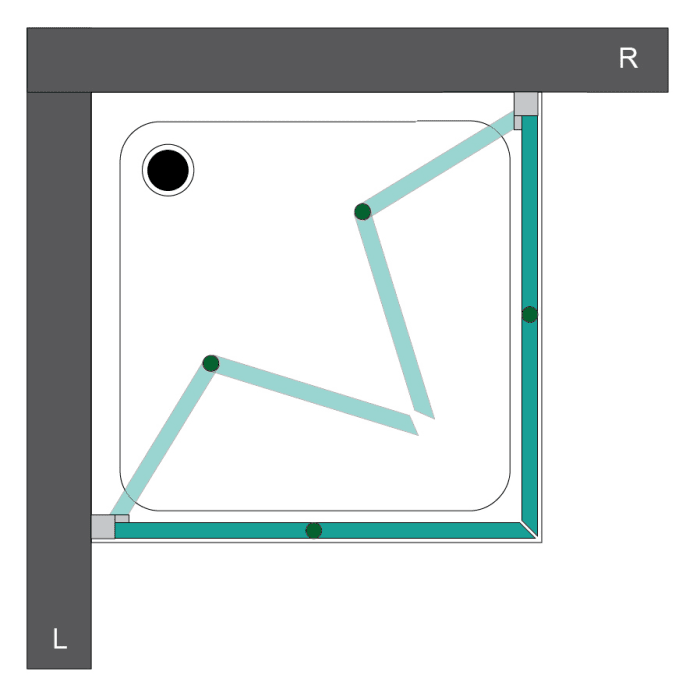 Steinkamp Living Eckeinstieg Drehfalttür 80 x 80 x 200 cm inkl. easypearl