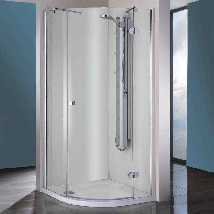 Steinkamp Living Runddusche 3-teilig 90 x 90 cm Radius 55 cm Anschlag rechts inkl. easypearl, mittig mattiert