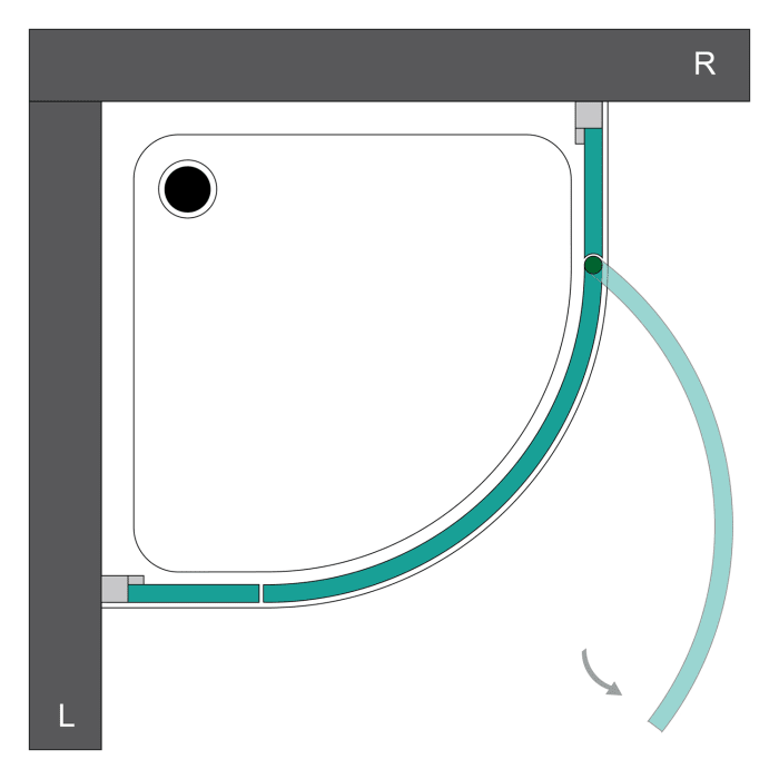 Steinkamp Living Runddusche 3-teilig 90 x 90 cm Radius 55 cm Anschlag rechts inkl. easypearl