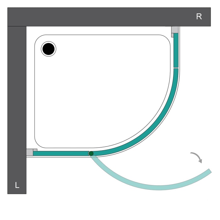 Steinkamp Living Runddusche 3-teilig 100 x 90 cm Radius 55cm Anschlag links inkl. easypearl