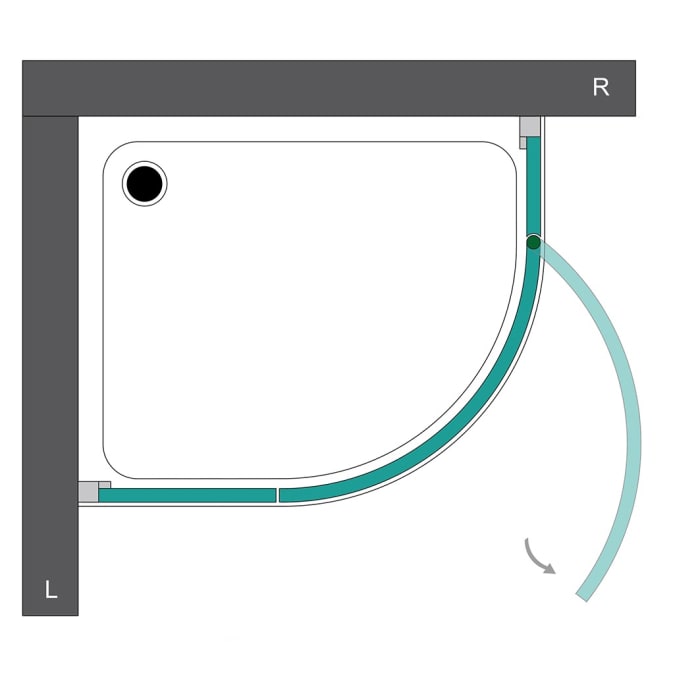 Steinkamp Living Runddusche 3-teilig 100 x 90 cm Radius 55 cm Anschlag rechts inkl. easypearl