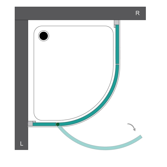 Steinkamp Living Runddusche 3-teilig 90 x 100 cm Radius 55 cm Anschlag links inkl. easypearl, mittig mattiert