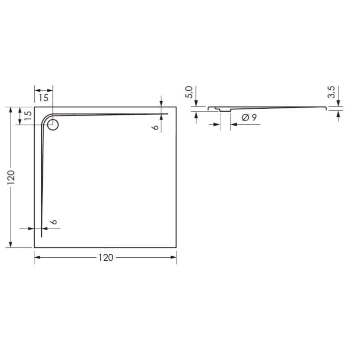 Steinkamp Plan Duschwanne 120 x 120 cm superflach mit Antirutsch