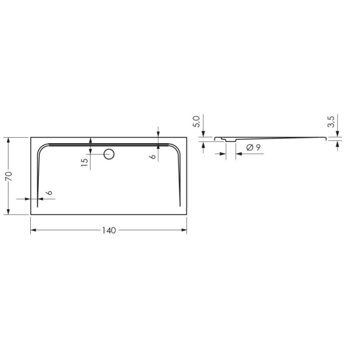 Steinkamp Plan Duschwanne 140 x 70 cm superflach
