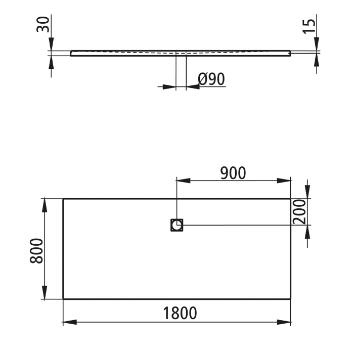 Steinkamp Sense Mineralguss-Duschwanne 180 x 80 mit rutschhemmender Struktur inkl. Ablaufabdeckung
