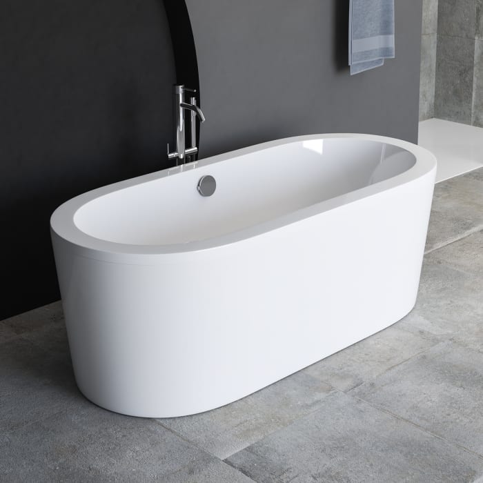 Steinkamp Life freistehende Badewanne 180 x 80 cm mit M5 Ab- und Überlaufgarnitur