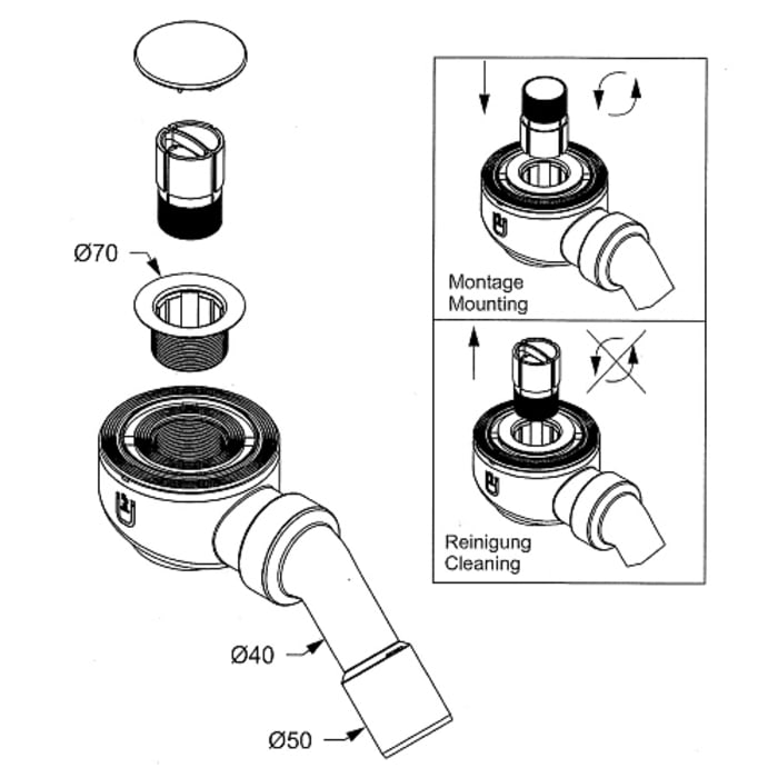Sturotec Ablaufgarnitur für Duschwannen mit Sichtplatte Ø 5,2 cm