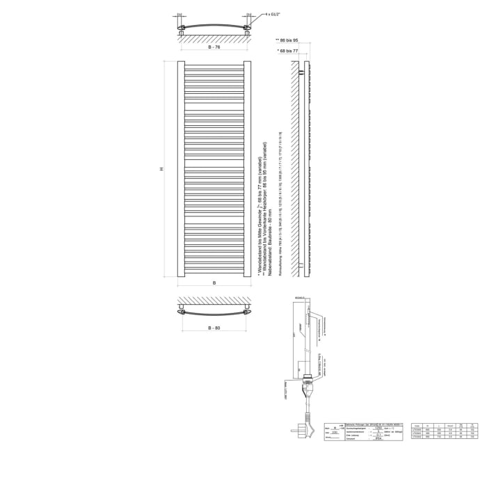 Sturotec Bath 1 E Badheizkörper 58 x 121,5 cm, rein elektrisch