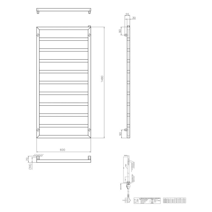 Sturotec Bath 3 E Badheizkörper 60 x 148 cm, rein elektrisch