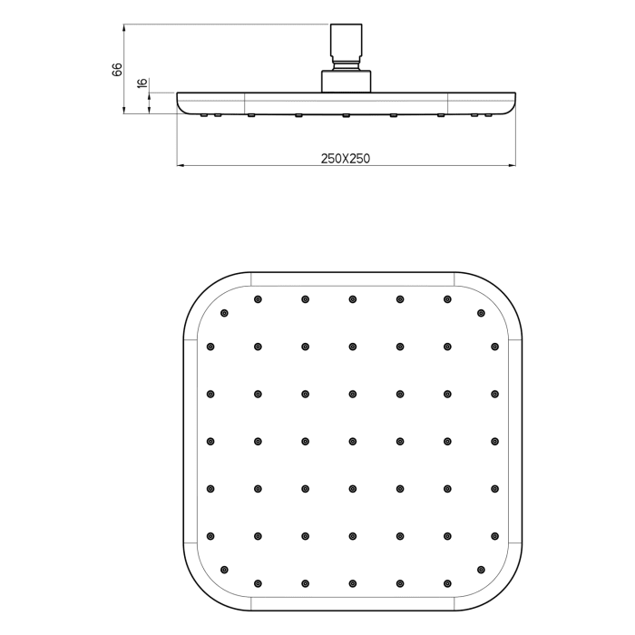 Sturotec Eco-Line 6 l/min Kopfbrause eckig 25 cm, mit Dropless-Funktion