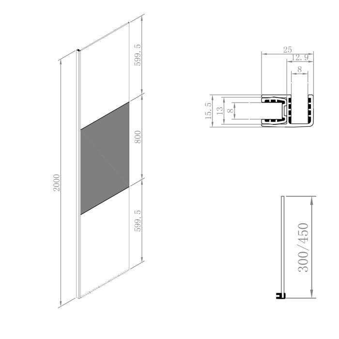 Sturotec 3020 Fixwand 45 x 200 cm ohne Stabilisator, mit Nano-Beschichtung