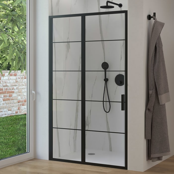 Sturotec 3060 Drehtür mit Festelement 110 x 200 cm für Nische mit Nano-Beschichtung