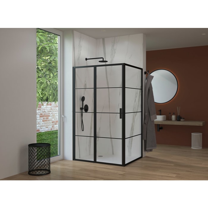 Sturotec 3060 Drehtür mit Festelement und Seitenwand 80 x 80 x 200 cm mit Nano-Beschichtung