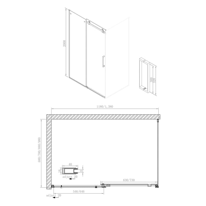 Sturotec 3070 Schiebetür 140 x 200 cm zur Kombination mit Seitenwand mit Nano-Beschichtung