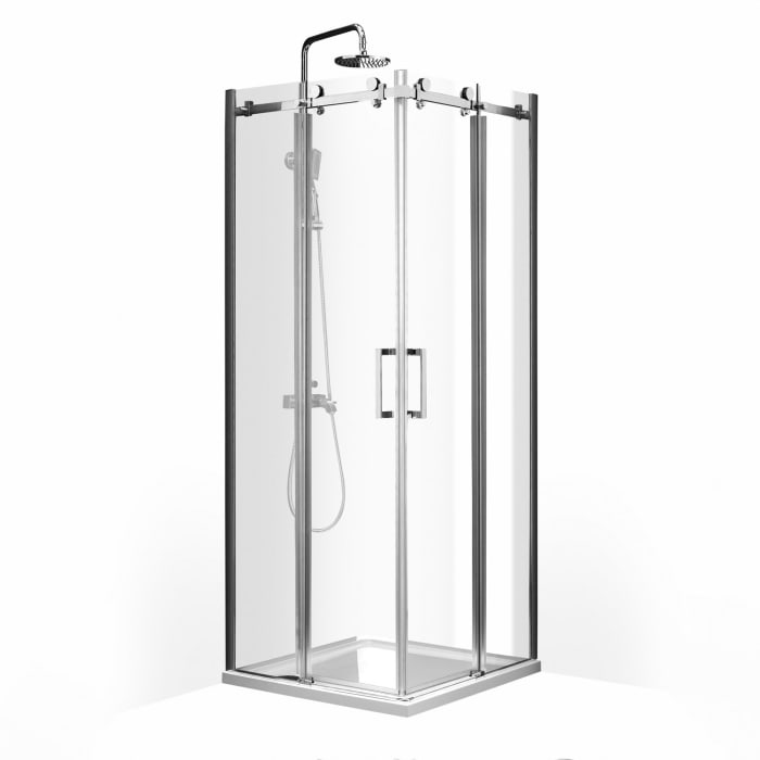 Sturotec 3080 Eckeinstieg 2 Schiebetüren mit 2 Festelementen 90 x 90 x 200 cm, mit Nano-Beschichtung