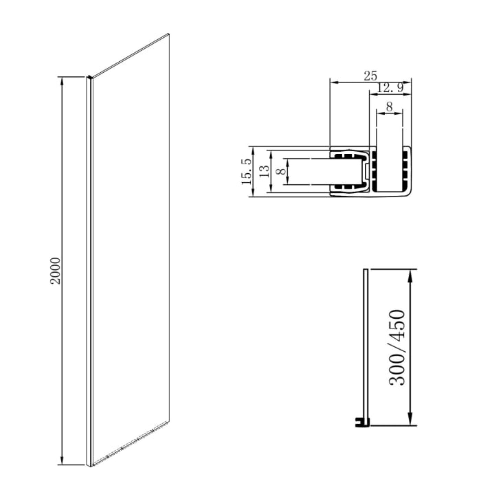 Sturotec 5090 Festwand 30 x 200 cm mit Nano-Beschichtung