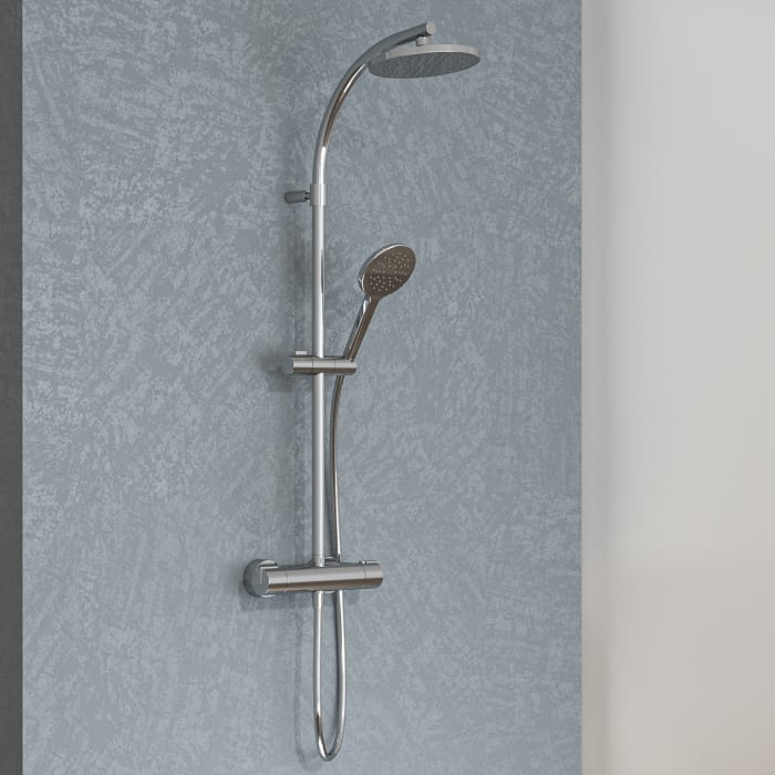 Sturotec Eco-Line 6 l/min Duschsystem rund mit Thermostatarmatur und Kopfbrause 20 cm