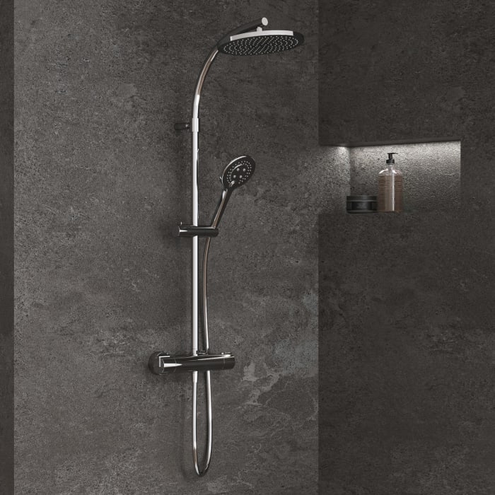 Sturotec Eco-Line 6 l/min Duschsystem rund mit Thermostatarmatur und Kopfbrause 25 cm