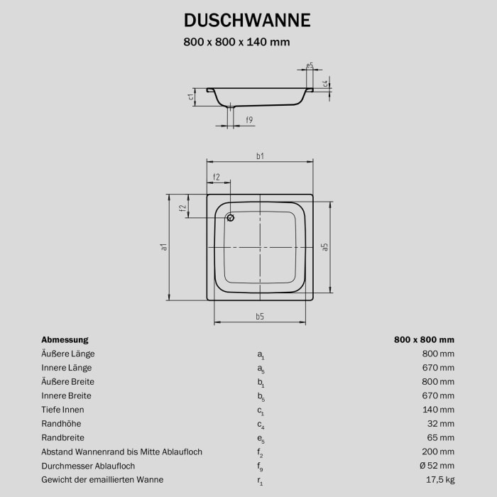 Sturotec Sturo flat Duschwanne 80 x 80 x 14 cm