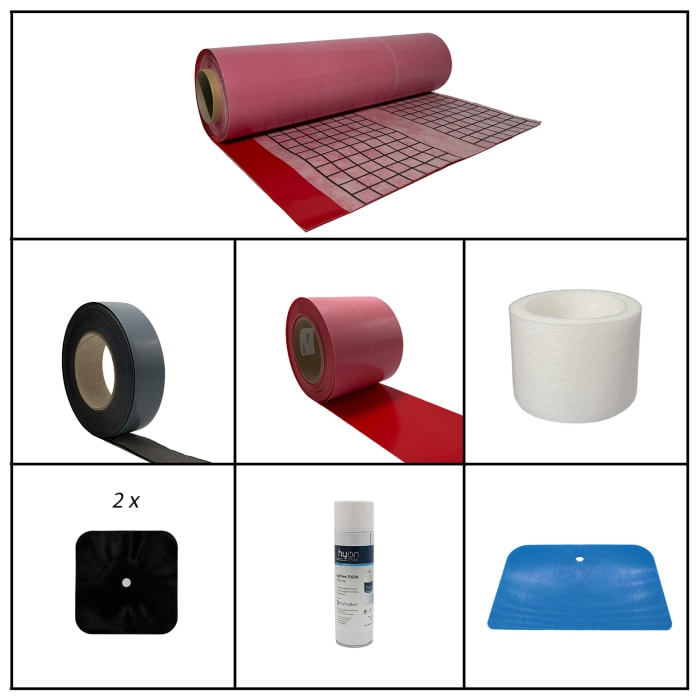 Sturotec selbstklebendes Abdichtungsset für Wandabdichtung L-Einbau; Umlaufende Wannenlänge bis 2,3 m, Wandhöhe bis 2,5 m