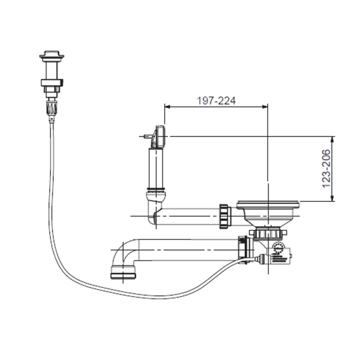Systemceram Ablaufgarnitur mit Excenterbetätigung für Genea, Kara, Mera und Siro
