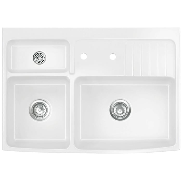 Systemceram Keradomo Centra 90 Keramik-Element Sondermaß mit Excenterablauf, Restesieb, Geschirrkorb