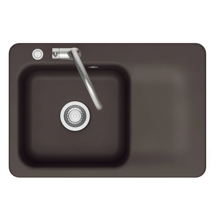 Systemceram Keradomo Juna 75 Einbauspüle links mit Handbetätigung, mit CLEANPLUS