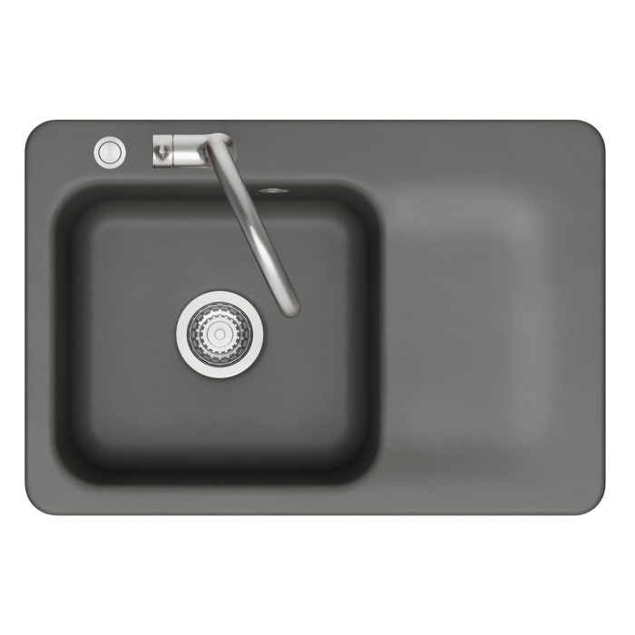 Systemceram Keradomo Juna 75 Einbauspüle links mit Handbetätigung, mit CLEANPLUS