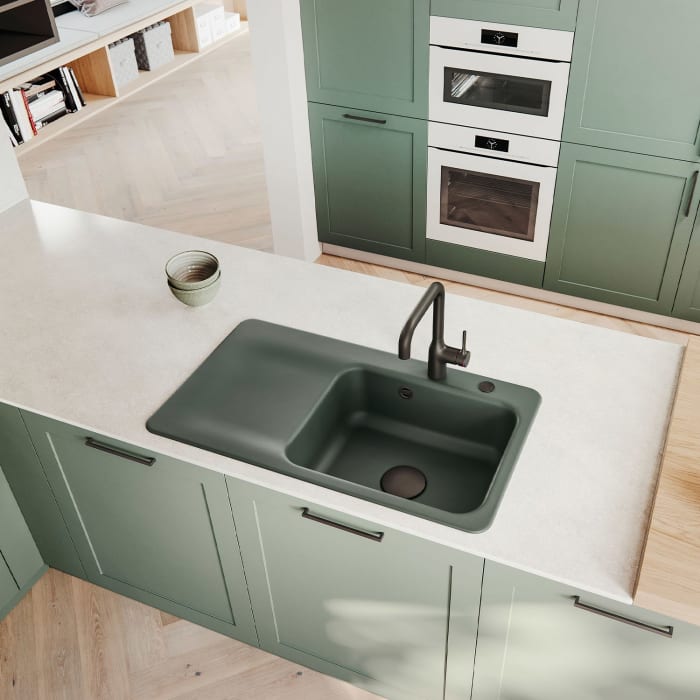 Systemceram Keradomo Juna 75 Einbauspüle rechts mit Excenterbetätigung