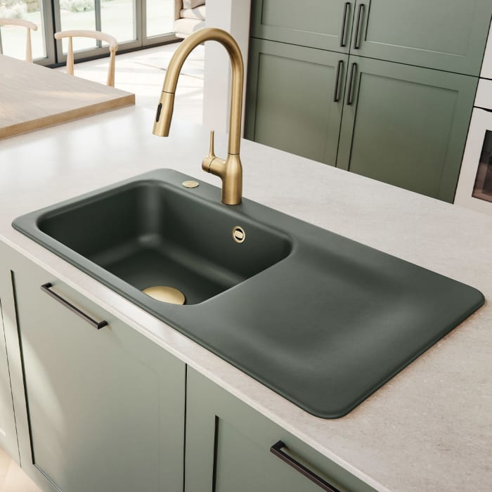 Systemceram Keradomo Juna 90 Einbauspüle links mit Handbetätigung, mit CLEANPLUS