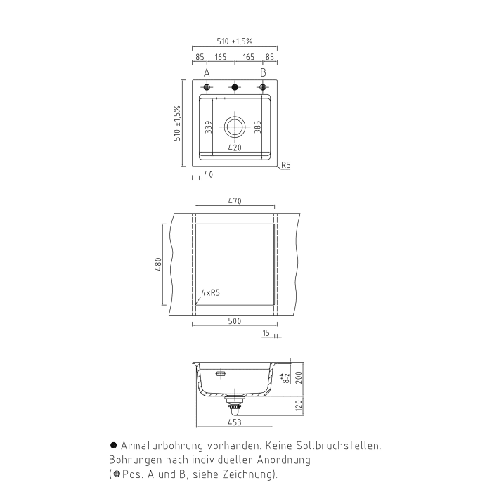 Systemceram Keradomo Kara 51 Einbauspüle mit Excenterbetätigung