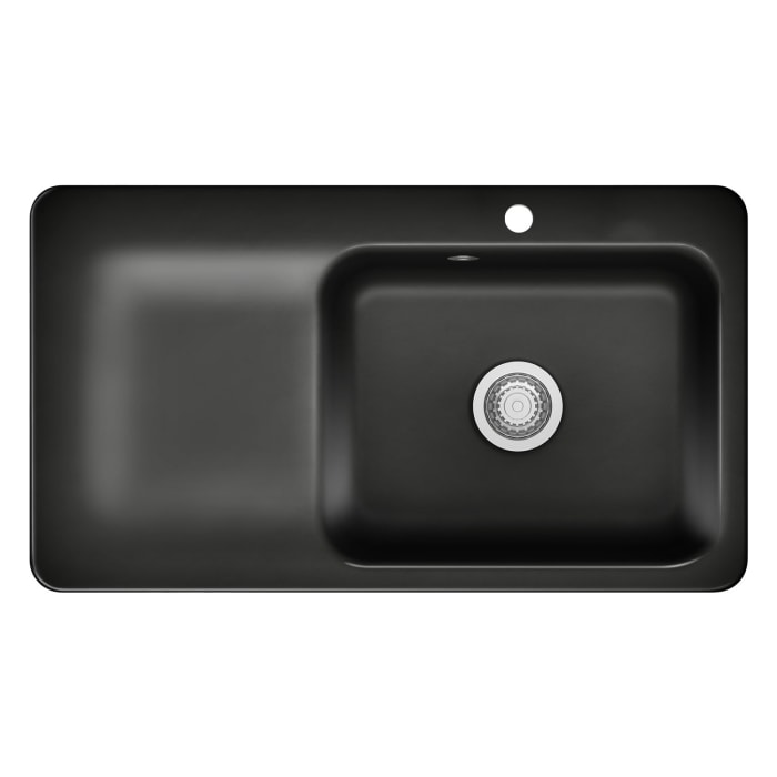 Systemceram Keradomo Juna 90 F Einbauspüle rechts für flächenbündigen Einbau mit Handbetätigung, mit CLEANPLUS