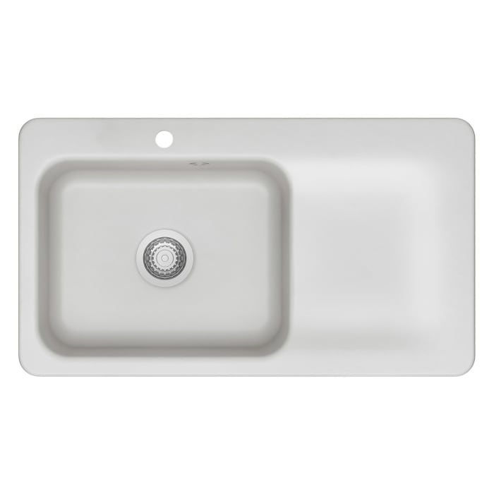 Systemceram Keradomo Juna 90 F Einbauspüle links für flächenbündigen Einbau mit Handbetätigung, mit CLEANPLUS