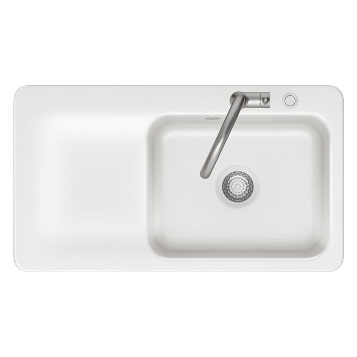 Systemceram Keradomo Juna 90 F Einbauspüle rechts für flächenbündigen Einbau mit Handbetätigung