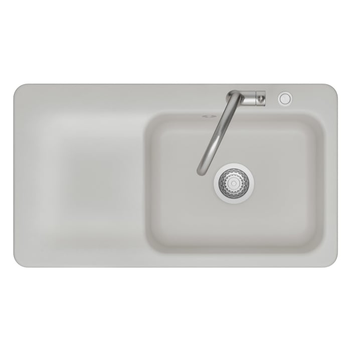 Systemceram Keradomo Juna 90 F Einbauspüle rechts für flächenbündigen Einbau mit Handbetätigung, mit CLEANPLUS