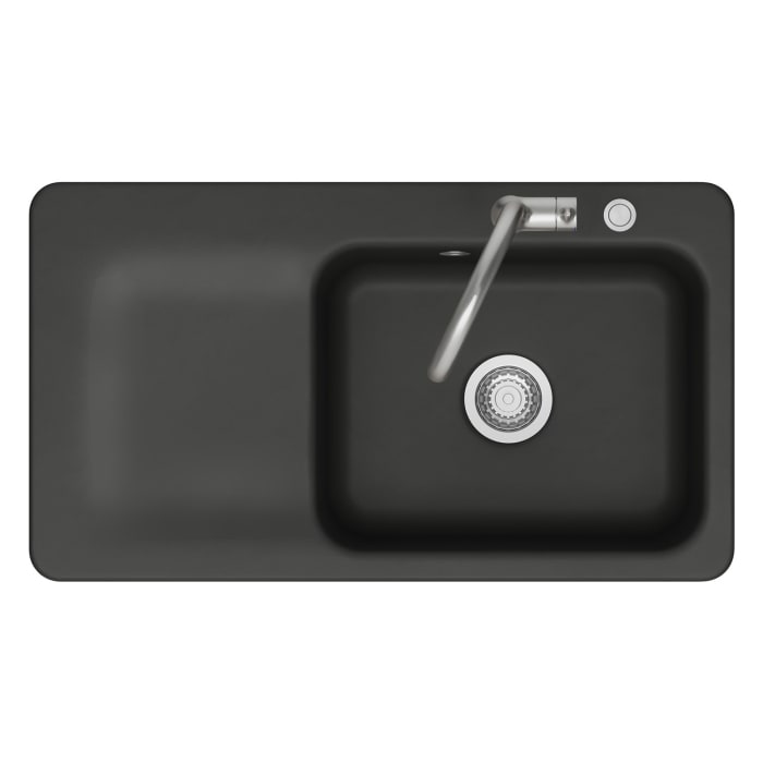 Systemceram Keradomo Juna 90 F Einbauspüle rechts für flächenbündigen Einbau mit Handbetätigung