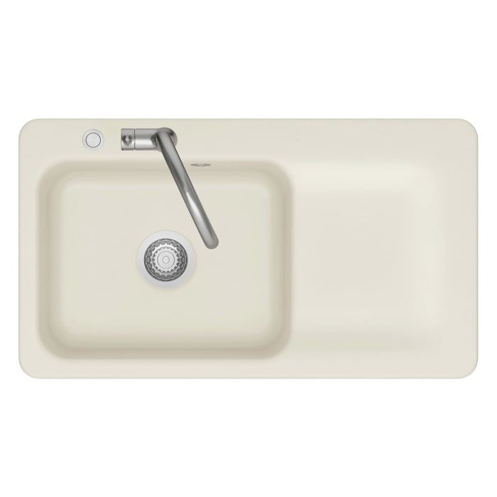 Systemceram Keradomo Juna 90 F Einbauspüle links für flächenbündigen Einbau mit Handbetätigung, mit CLEANPLUS