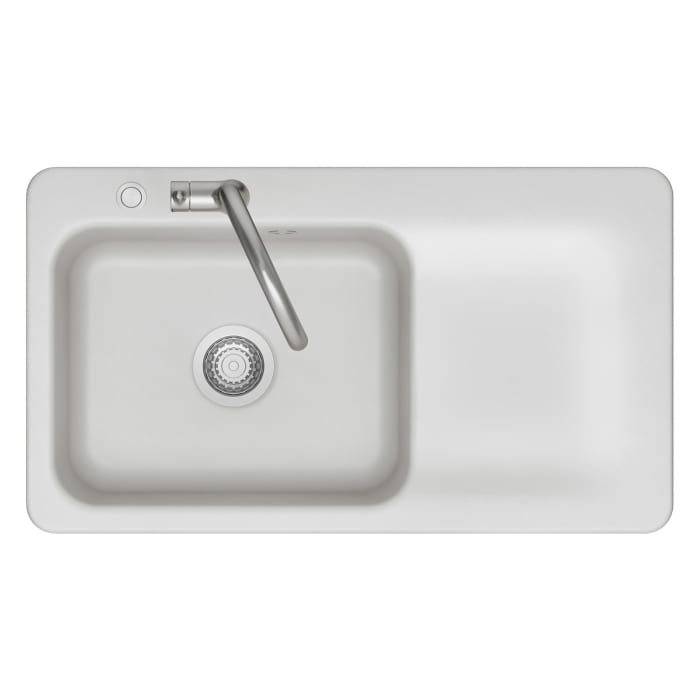 Systemceram Keradomo Juna 90 F Einbauspüle links für flächenbündigen Einbau mit Handbetätigung, mit CLEANPLUS