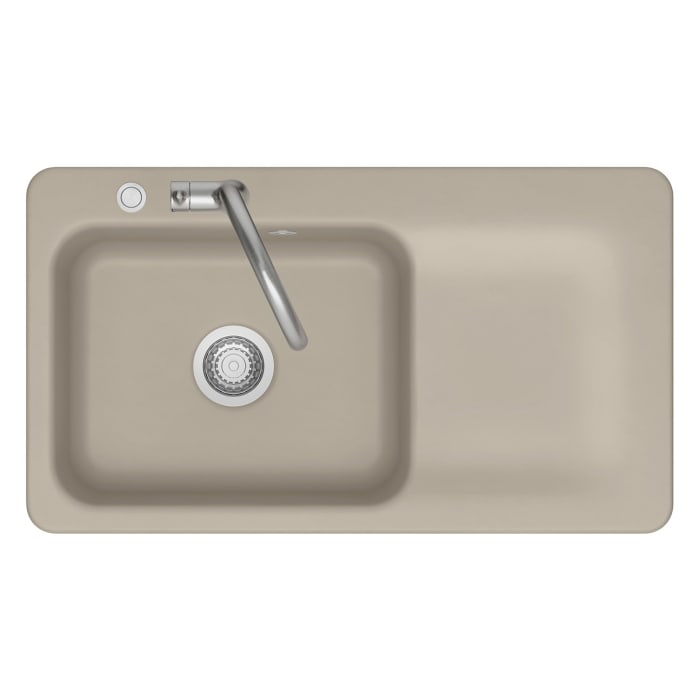 Systemceram Keradomo Juna 90 F Einbauspüle links für flächenbündigen Einbau mit Handbetätigung, mit CLEANPLUS