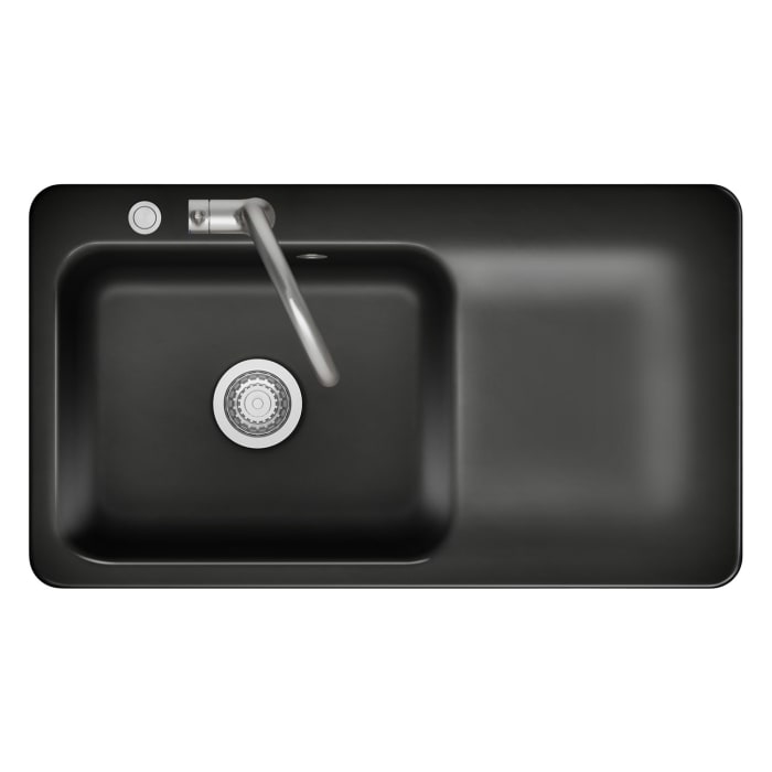 Systemceram Keradomo Juna 90 F Einbauspüle links für flächenbündigen Einbau mit Handbetätigung, mit CLEANPLUS