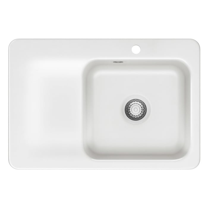 Systemceram Keradomo Juna 75 F Einbauspüle rechts für flächenbündigen Einbau mit Handbetätigung