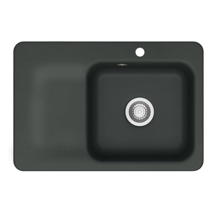 Systemceram Keradomo Juna 75 F Einbauspüle rechts für flächenbündigen Einbau mit Handbetätigung, mit CLEANPLUS