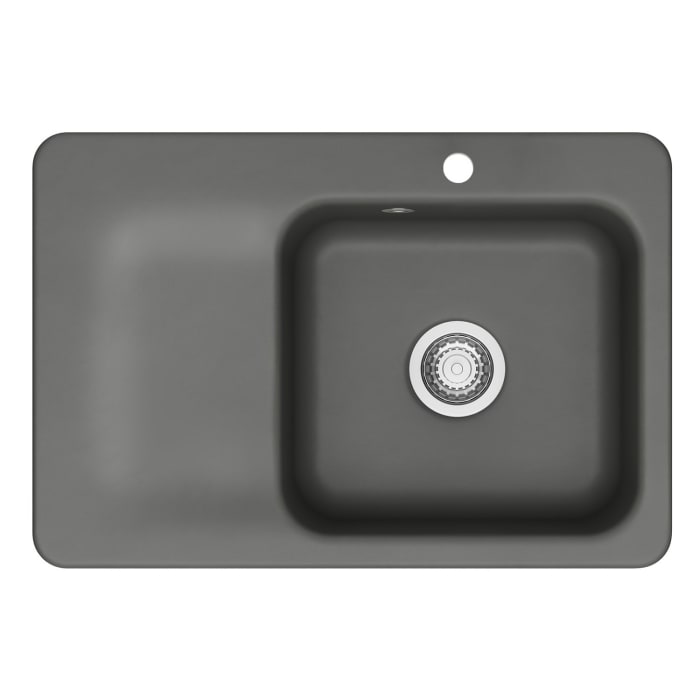 Systemceram Keradomo Juna 75 F Einbauspüle rechts für flächenbündigen Einbau mit Handbetätigung, mit CLEANPLUS